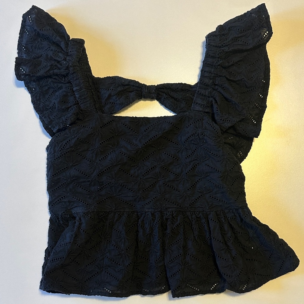 Franki Girls’ Black Eyelet Top